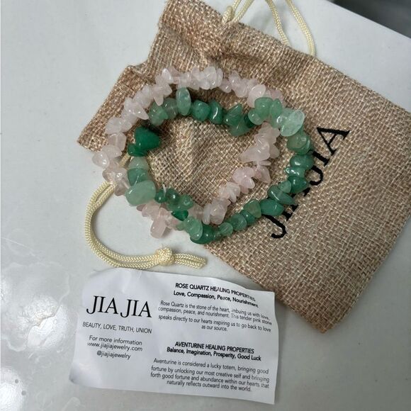 JIA JIA Rose Quartz and Aventurine Bracelets - Picture 1 of 2